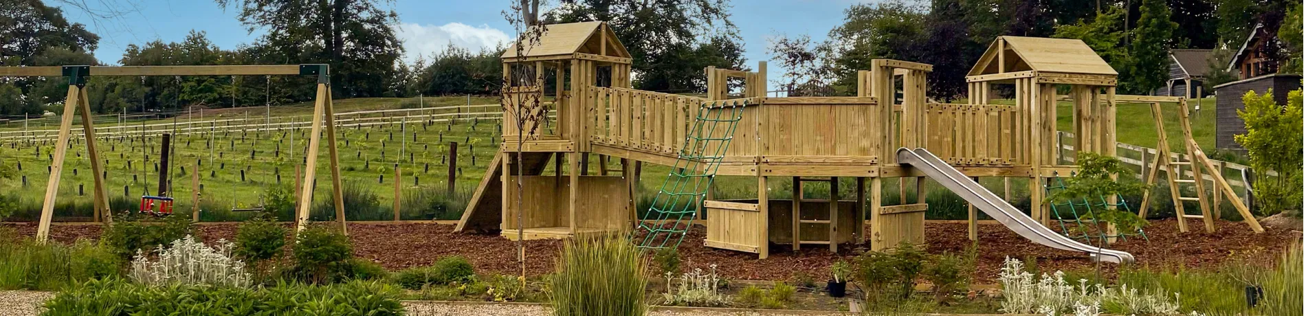 Commercial wooden playground equipment slider image